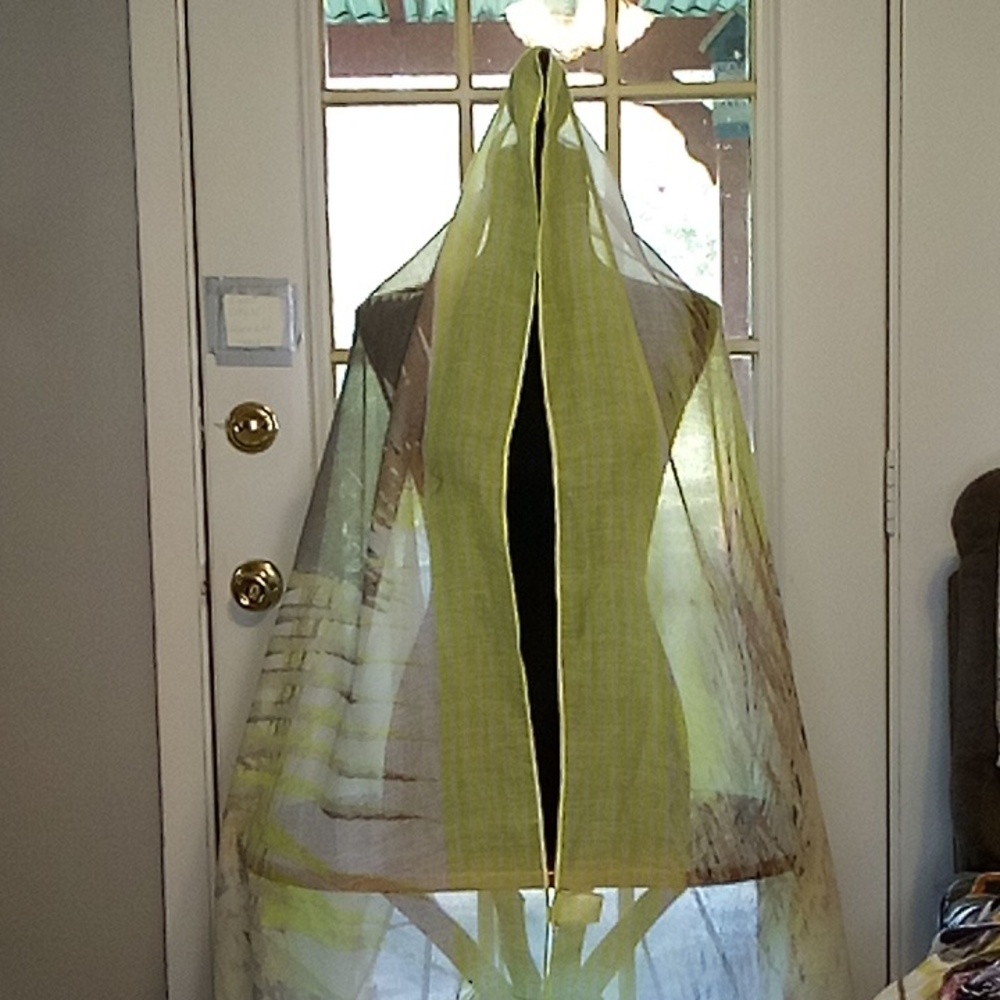 3/$25 Sheer Yellow Striped Feather Cover-Up Shawl Scarf
